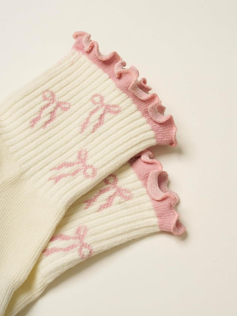 Shapes Studio Crew Half Calf Grip Socks, Cutest Fruits Pilates Socks, Ruffle socks, Non-Slip, Barre Yoga Fitness - Image 5